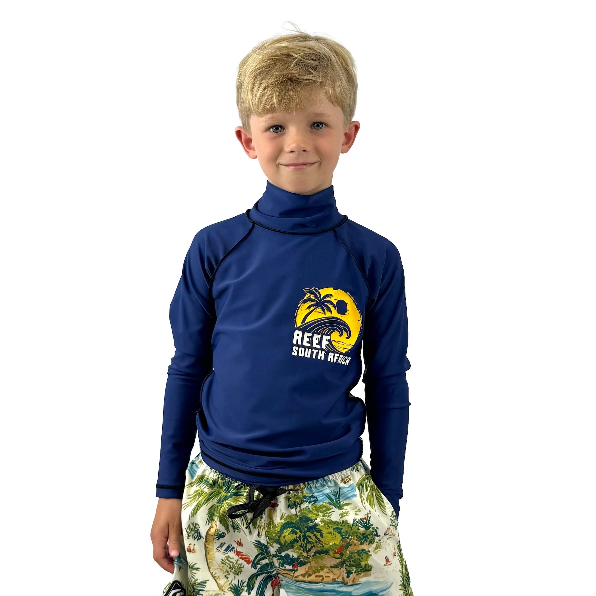 Kids Rash Vest - Navy Palm – Reef Surf Shop