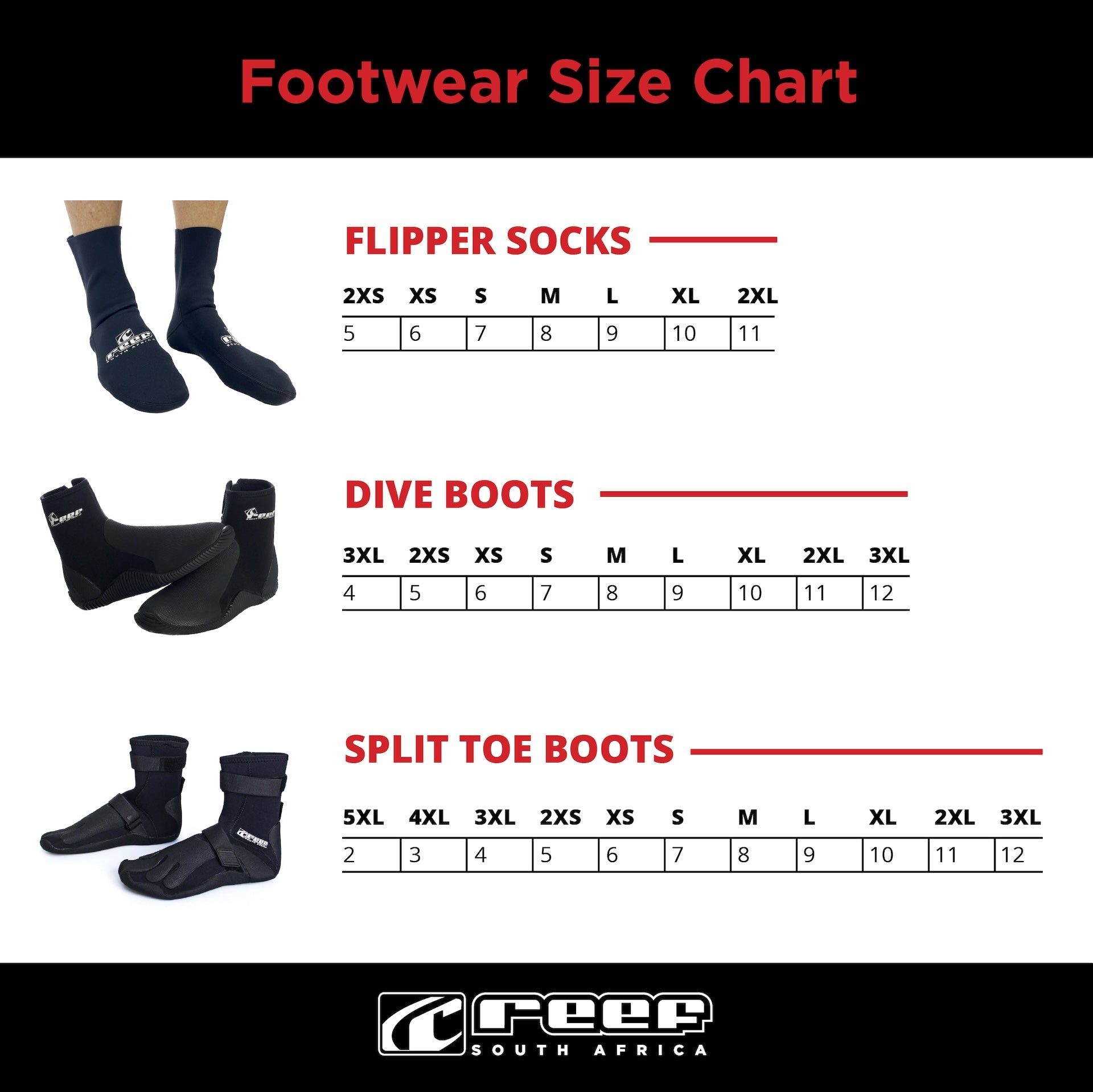 Fiber Boot Sizes Reef Split Toe Booties – Reef Surf Shop